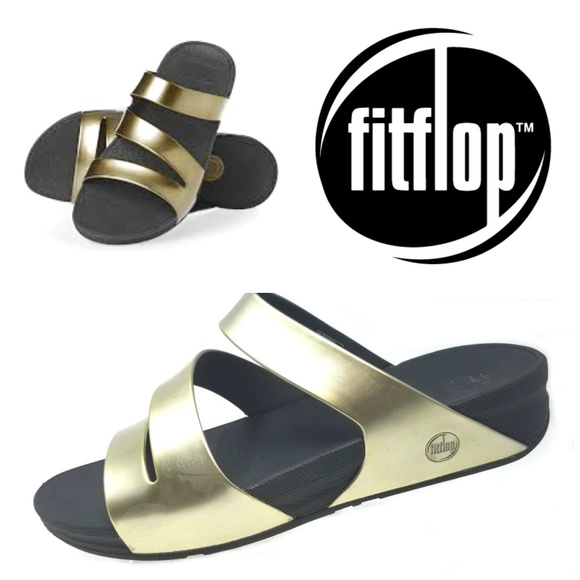 Fitflop Shoes | Fitflop Superjelly Twist Slide Gold Sandals Sz 1 | Poshmark